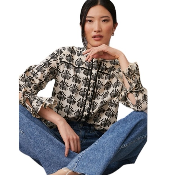 Porridge x Anthropologie - Whimsy Buttondown Shirt Blouse Sz S - Picture 2 of 10